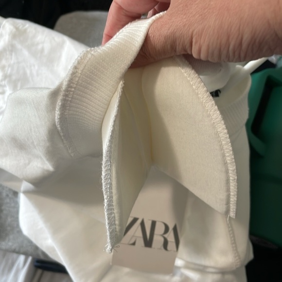 Zara NWT Fitted Classic White Short Sleeve Top With Shoulder Pads Size Small - Picture 7 of 7